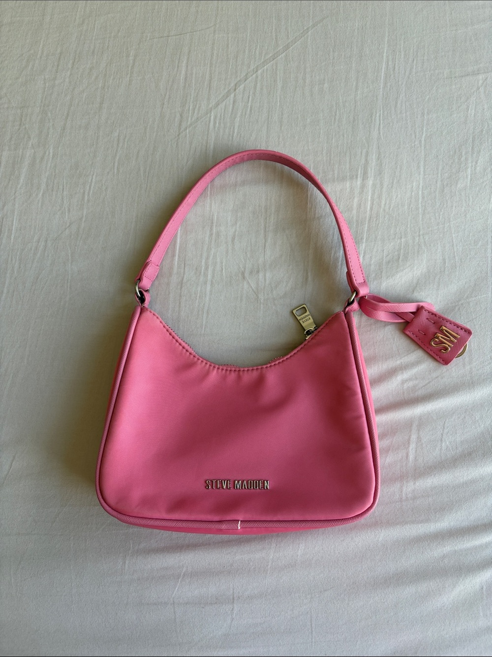 Steve Madden Hot Pink Mini Shoulder Bag with Logo Charm